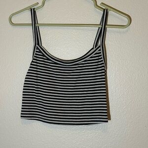 Aeropostale Black and White Striped Crop Top